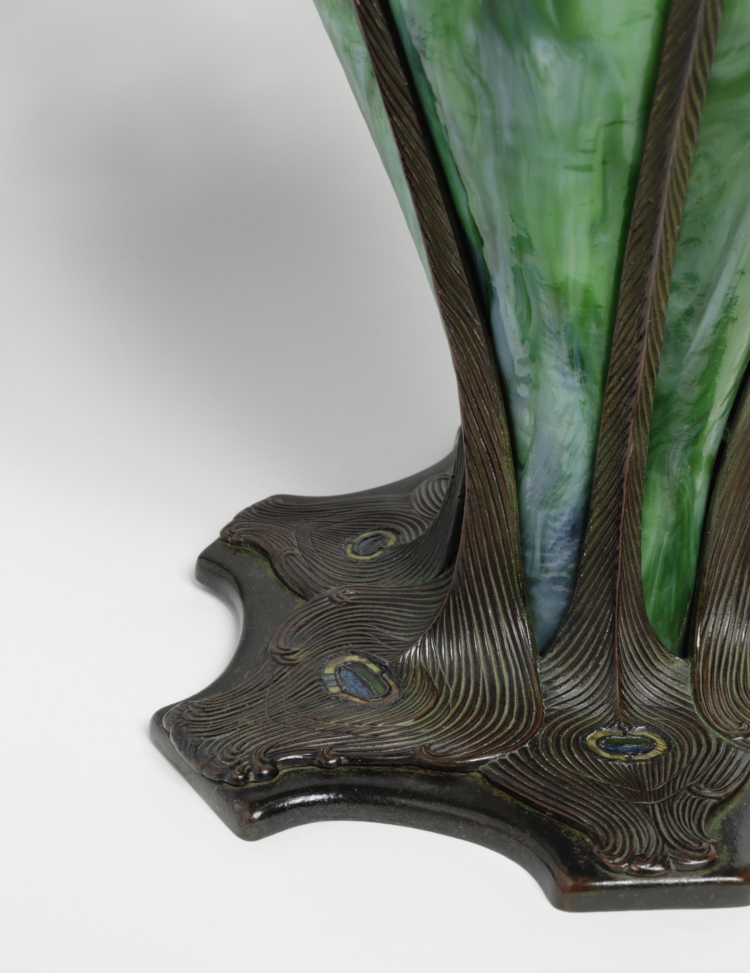 TIffany Studios Peacock Vase detail