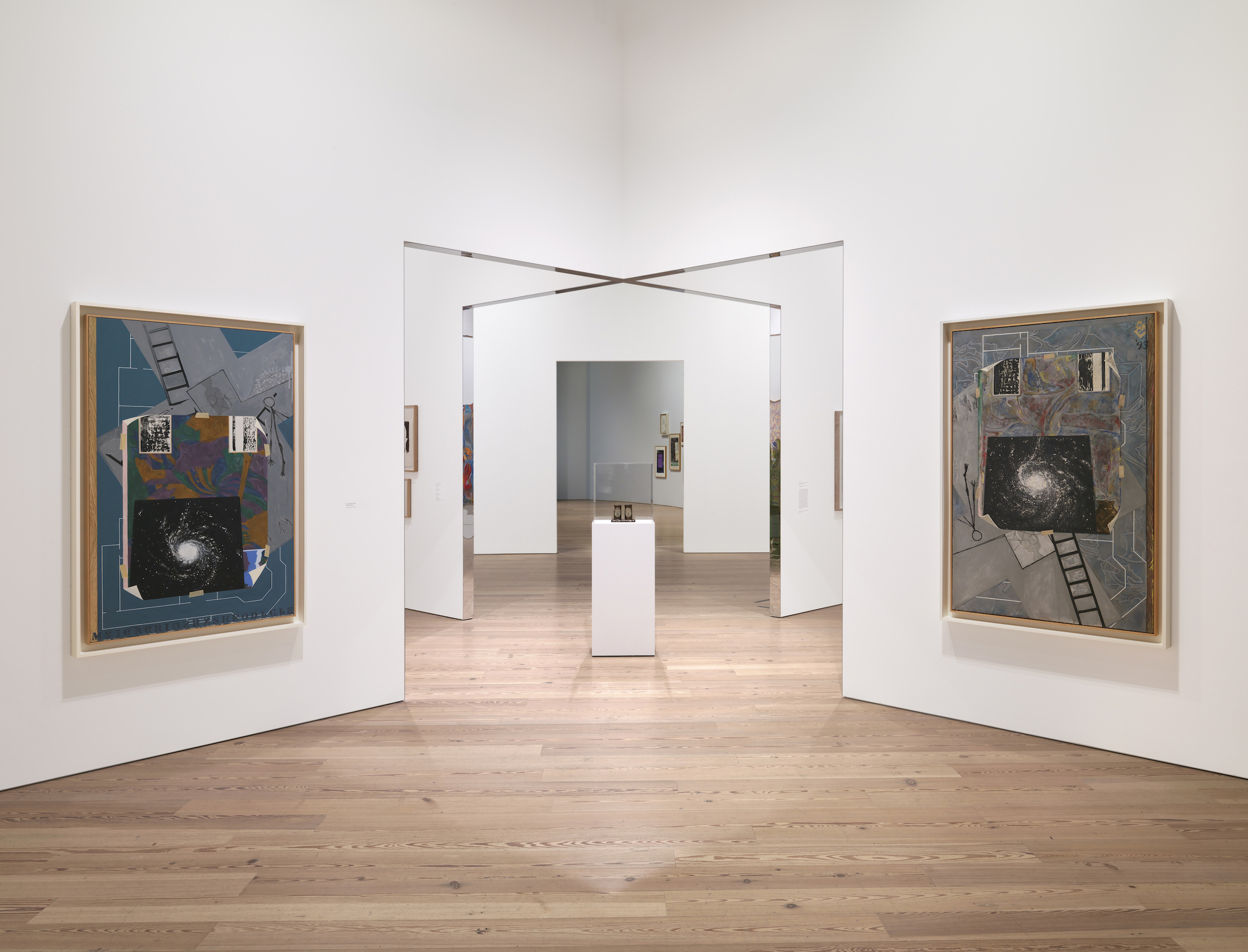 Installation view of Jasper Johns: Mind/Mirror (Whitney Museum of American Art, New York